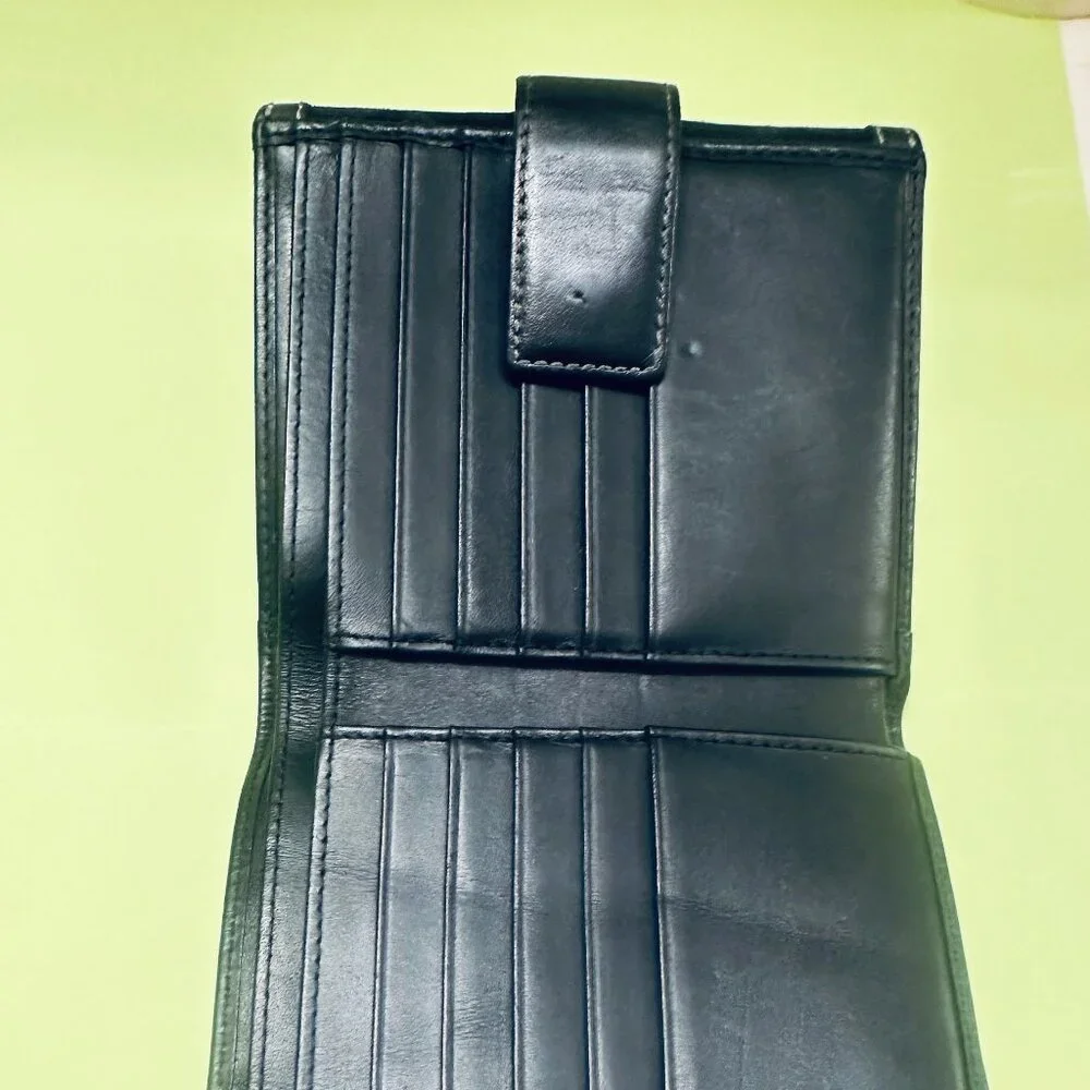 Black Coach signature jacquard and leather trim tri-fold wallet - Picture 4 of 12